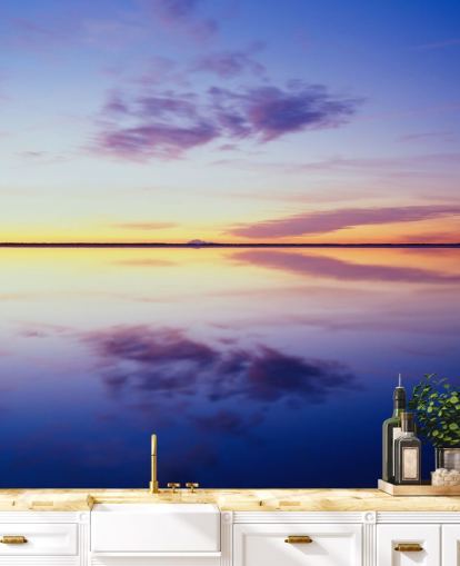 Papier Peint Sunrise Bleu et Rose