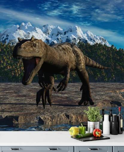 Allosaurus Vægmaleri Baggrund Allosaurus Vægmaleri Baggrund