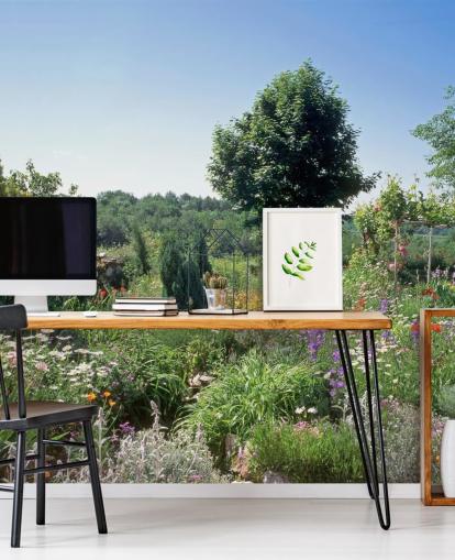 Decorazione murale con giardino inglese in estate Decorazione murale con giardino inglese in estate