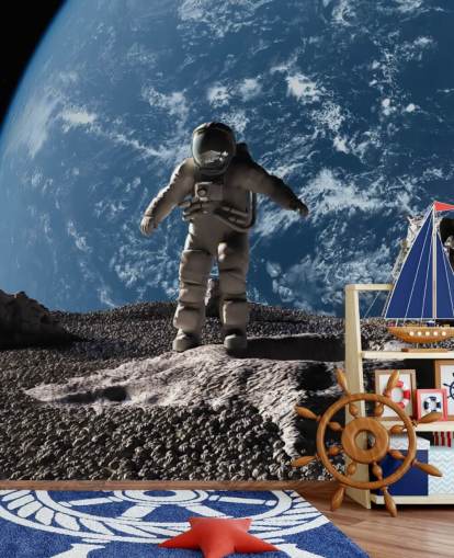 kundenspezifische Astronauten-Tapete namens The Astronaut für Kinderzimmer kundenspezifische Astronauten-Tapete namens The Astronaut für Kinderzimmer