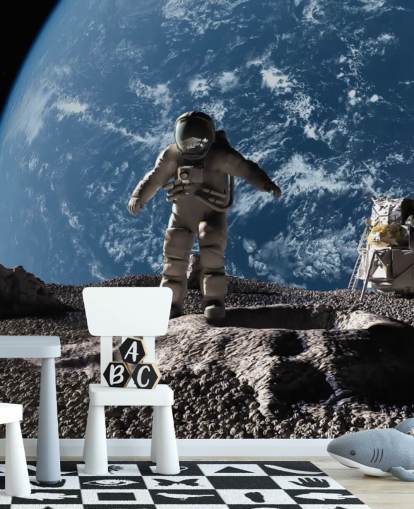 op maat gemaakte astronaut behangmuurschildering genaamd The Astronaut voor kinderkamers op maat gemaakte astronaut behangmuurschildering genaamd The Astronaut voor kinderkamers