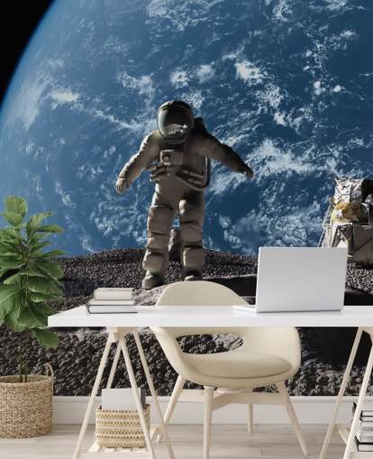 mural de papel pintado personalizado de astronautas llamado El astronauta para dormitorios infantiles