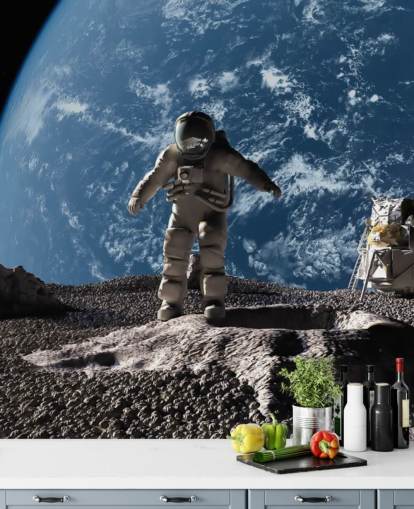 op maat gemaakte astronaut behangmuurschildering genaamd The Astronaut voor kinderkamers op maat gemaakte astronaut behangmuurschildering genaamd The Astronaut voor kinderkamers