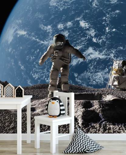 mural de papel pintado personalizado de astronautas llamado El astronauta para dormitorios infantiles