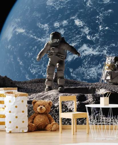 mural de papel pintado personalizado de astronautas llamado El astronauta para dormitorios infantiles