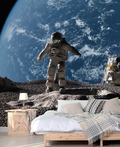 mural de papel pintado personalizado de astronautas llamado El astronauta para dormitorios infantiles mural de papel pintado personalizado de astronautas llamado El astronauta para dormitorios infantiles