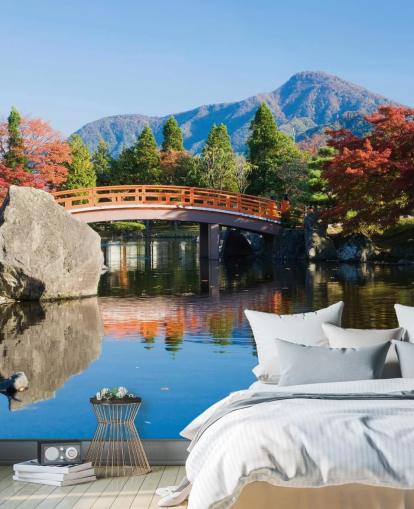 papel de parede de jardim estilo oriental
