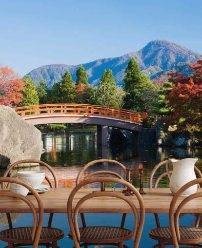 papel de parede de jardim estilo oriental