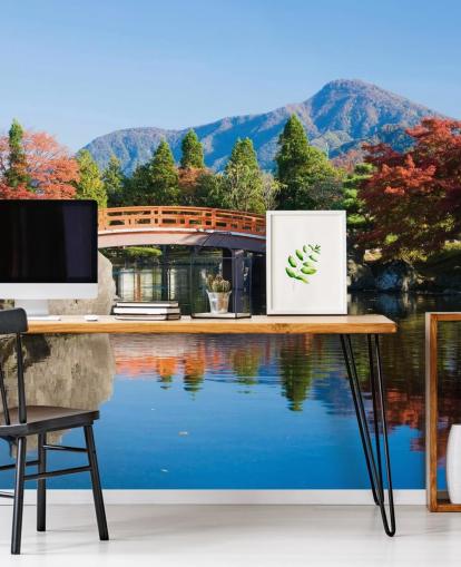 oriental style garden wallpaper