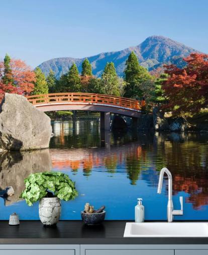 oriental style garden wallpaper