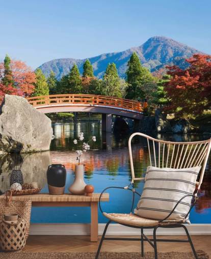 oriental style garden wallpaper