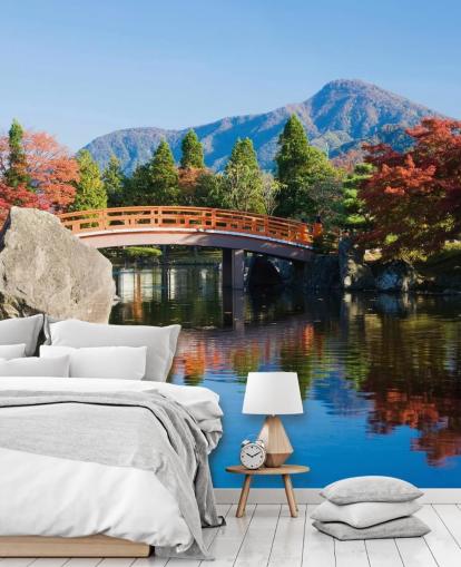 oriental style garden wallpaper