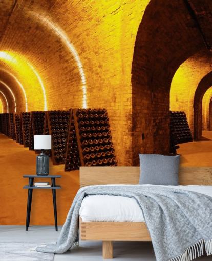 Lit Wine Tunnels 3D Wallpaper