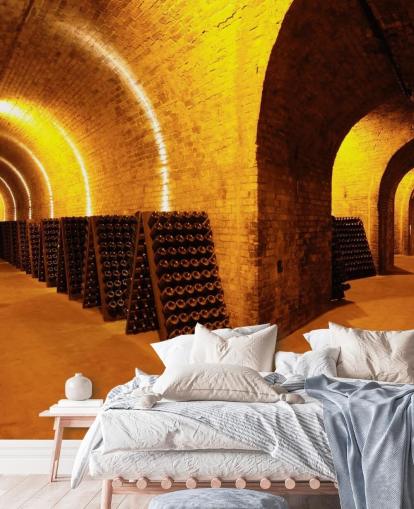 Beleuchtete Weintunnel 3D-Hintergrundbild Beleuchtete Weintunnel 3D-Hintergrundbild