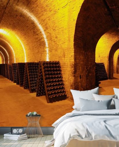 Fondo de pantalla 3D de túneles de vino iluminados Fondo de pantalla 3D de túneles de vino iluminados