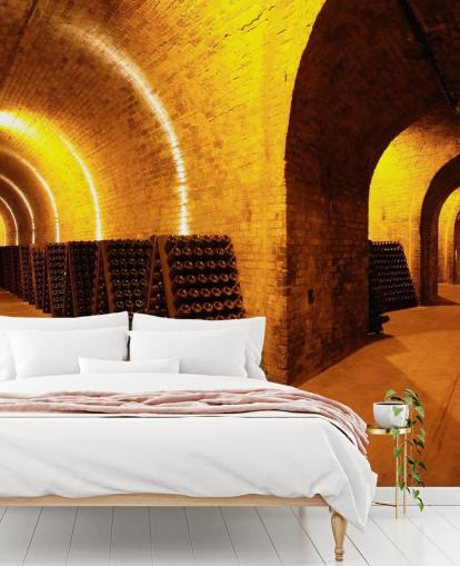 Beleuchtete Weintunnel 3D-Hintergrundbild