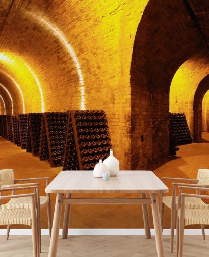 Fondo de pantalla 3D de túneles de vino iluminados Fondo de pantalla 3D de túneles de vino iluminados