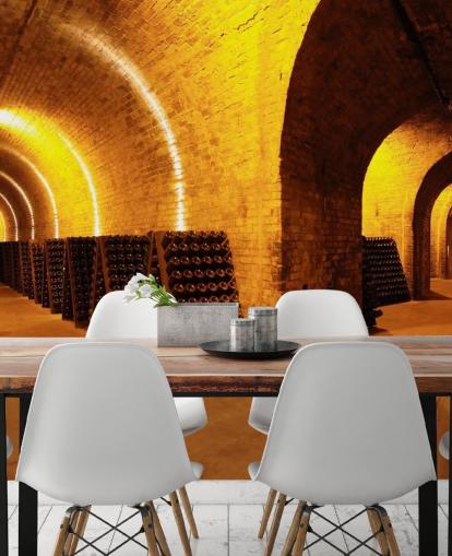 Papel de parede 3D de túneis de vinho iluminados