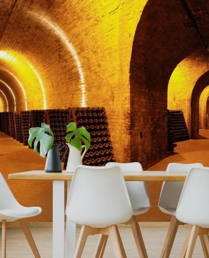 Fondo de pantalla 3D de túneles de vino iluminados Fondo de pantalla 3D de túneles de vino iluminados