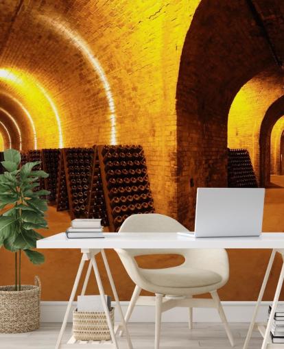 Fondo de pantalla 3D de túneles de vino iluminados