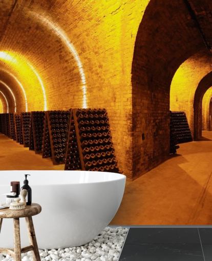 Lit Wine Tunnels 3D Wallpaper