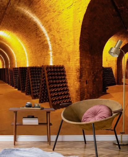 Fondo de pantalla 3D de túneles de vino iluminados