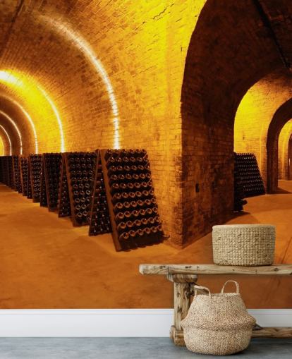 Fondo de pantalla 3D de túneles de vino iluminados