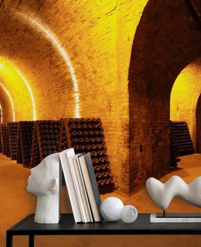 Lit Wine Tunnels 3D Wallpaper