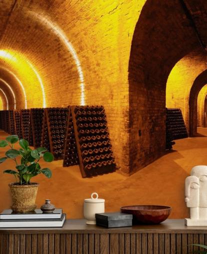 Fondo de pantalla 3D de túneles de vino iluminados