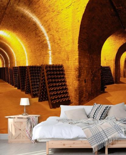 Fondo de pantalla 3D de túneles de vino iluminados Fondo de pantalla 3D de túneles de vino iluminados