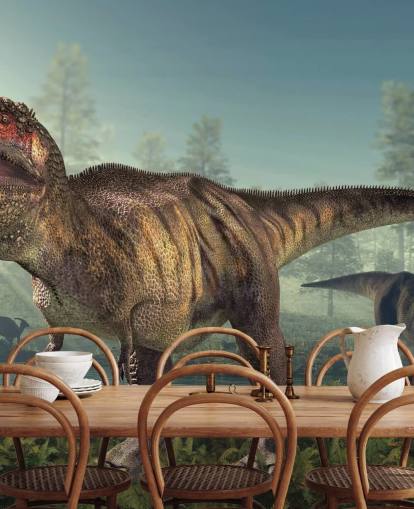 Tyrannosaurus Rex Jakter Veggmaleri Bakgrunn Tyrannosaurus Rex Jakter Veggmaleri Bakgrunn