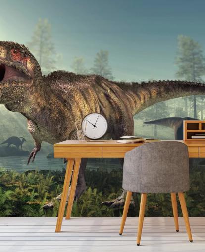 Papel pintado Caza de tiranosaurios rex