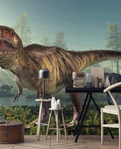 Tyrannosaurus Rex Jakter Veggmaleri Bakgrunn