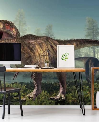 Papel pintado Caza de tiranosaurios rex Papel pintado Caza de tiranosaurios rex