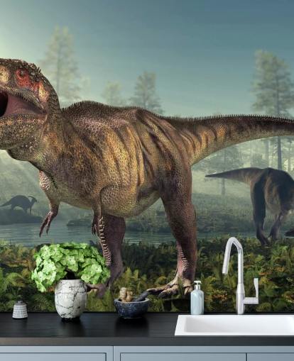 Tyrannosaurus Rex Hunts Wall Mural Wallpaper Tyrannosaurus Rex Hunts Wall Mural Wallpaper