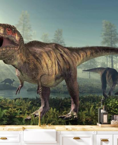 Tyrannosaurus Rex Hunts Wall Mural Wallpaper