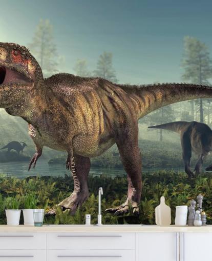 Tyrannosaurus Rex Hunts Wall Mural Wallpaper Tyrannosaurus Rex Hunts Wall Mural Wallpaper