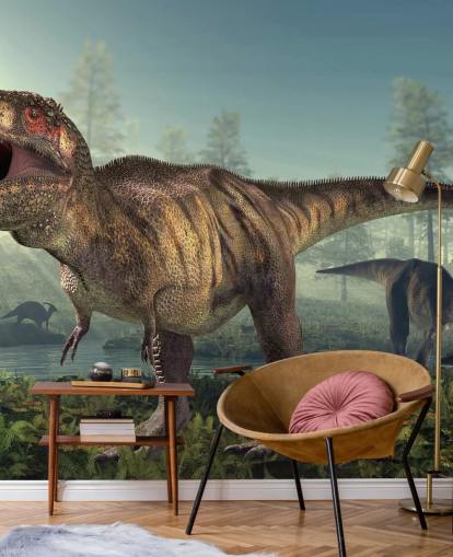 Tyrannosaurus Rex Hunts Wall Mural Wallpaper