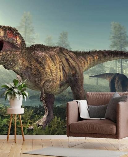 Tyrannosaurus Rex Hunts Wall Mural Wallpaper