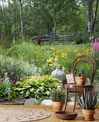 Brittisk blomma trädgård väggmålning