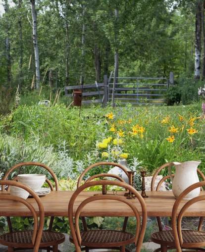 Brittiläinen kukka puutarha seinämaalaus Brittiläinen kukka puutarha seinämaalaus