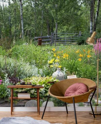 Brittisk blomma trädgård väggmålning