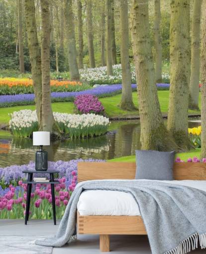 Decorazione murale con parco di tulipani colorati Decorazione murale con parco di tulipani colorati