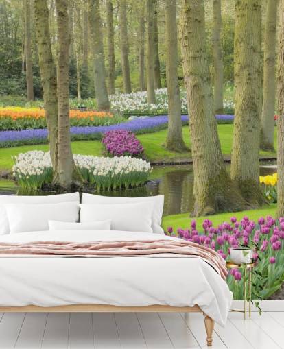 Fargerike Tulipaner Park Veggmaleri