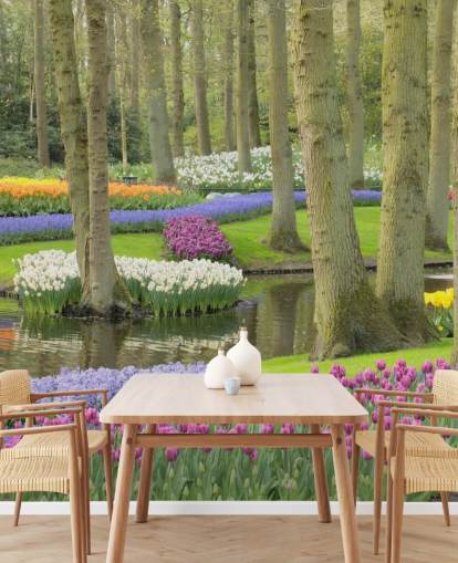 Colourful Tulips Park Wall Mural