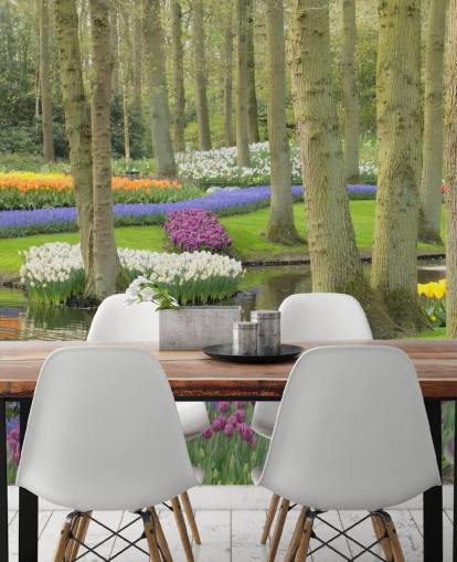 Fargerike Tulipaner Park Veggmaleri