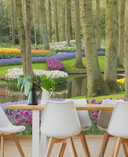 Décoration murale du parc des tulipes colorées