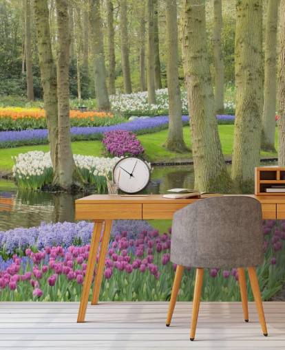 Décoration murale du parc des tulipes colorées
