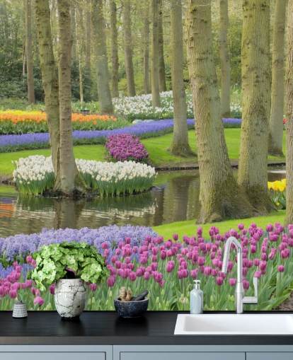 Colourful Tulips Park Wall Mural