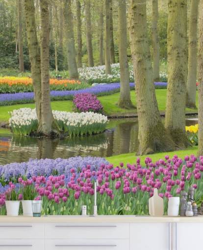 Fargerike Tulipaner Park Veggmaleri